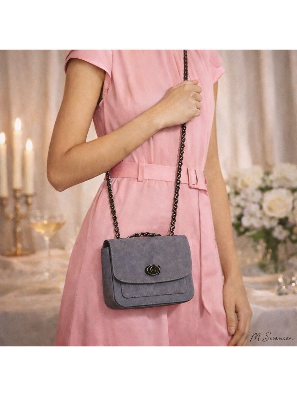 Coach Madison Shoulder Bag 16 Granite Gray Suede & Leather Gunmetal C0801 NWOT - Picture 13 of 13